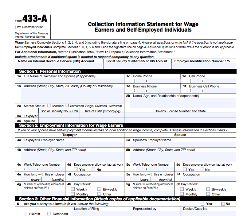 Form 433-a